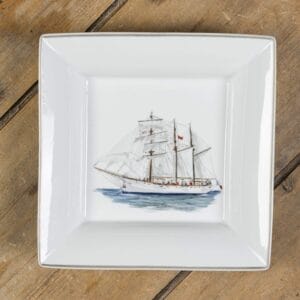 Vide-poches en porcelaine de face 6, collection « Ode à la mer », inspiré des bateaux et vieux gréements, parfait pour un cadeau qui invite au voyage. – Créations Blanc Couleurs
