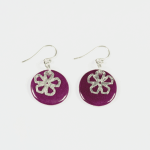 Boucles d'oreilles rondes en porcelaine rouge pour cadeau à offrir, apprêt en argent - Créations Blanc Porcelaine