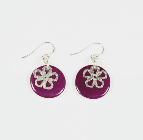 Boucles d'oreilles rondes en porcelaine rouge pour cadeau à offrir, apprêt en argent - Créations Blanc Porcelaine