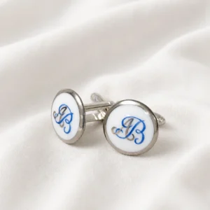 bouton manchette auguste personnalisé en porcelaine peinte avec monogramme