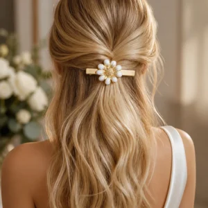 Barrette de cheveux de mariage Marguerite en porcelaine peinte