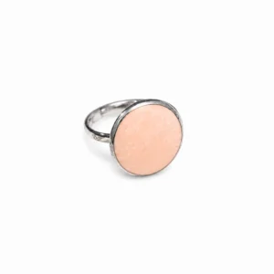 Bague orange Marie en porcelaine peinte à la main, médaillon avec filet en platine